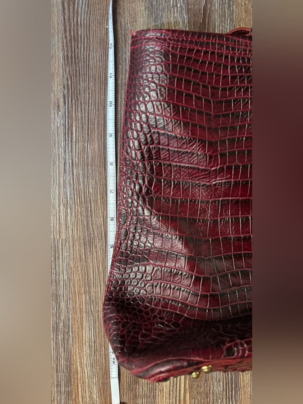 Brahmin Wine Croc-Embossed Leather Tote with Gold Hardware - Picture 11 of 15